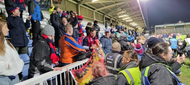 Beavers in the stand after celebrating a win